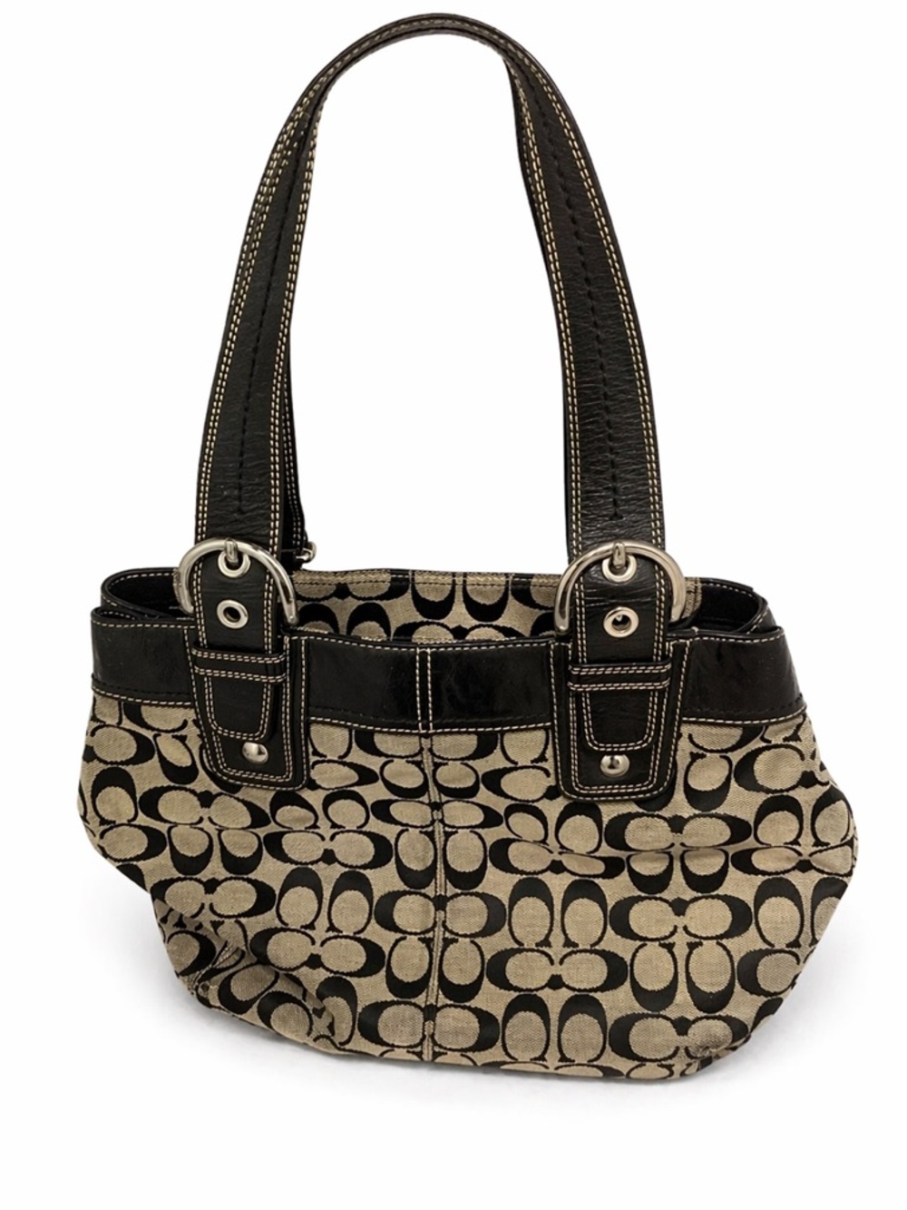 Coach Y2K Soho Pleated Signature C Canvas Leather Trim Tote Shoulder Bag - Picture 5 of 8